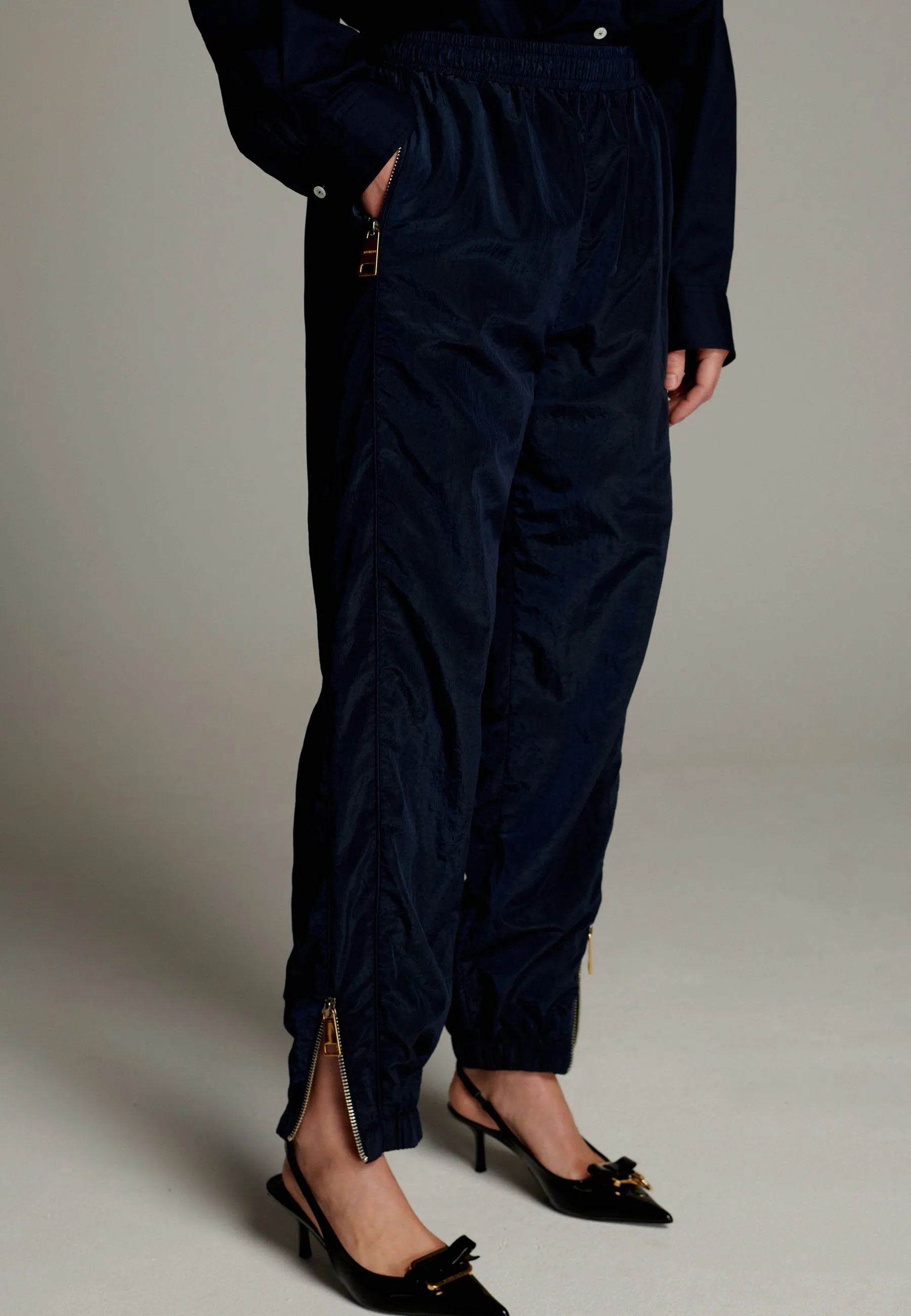 Runner Parachute Pants Trousers Navy