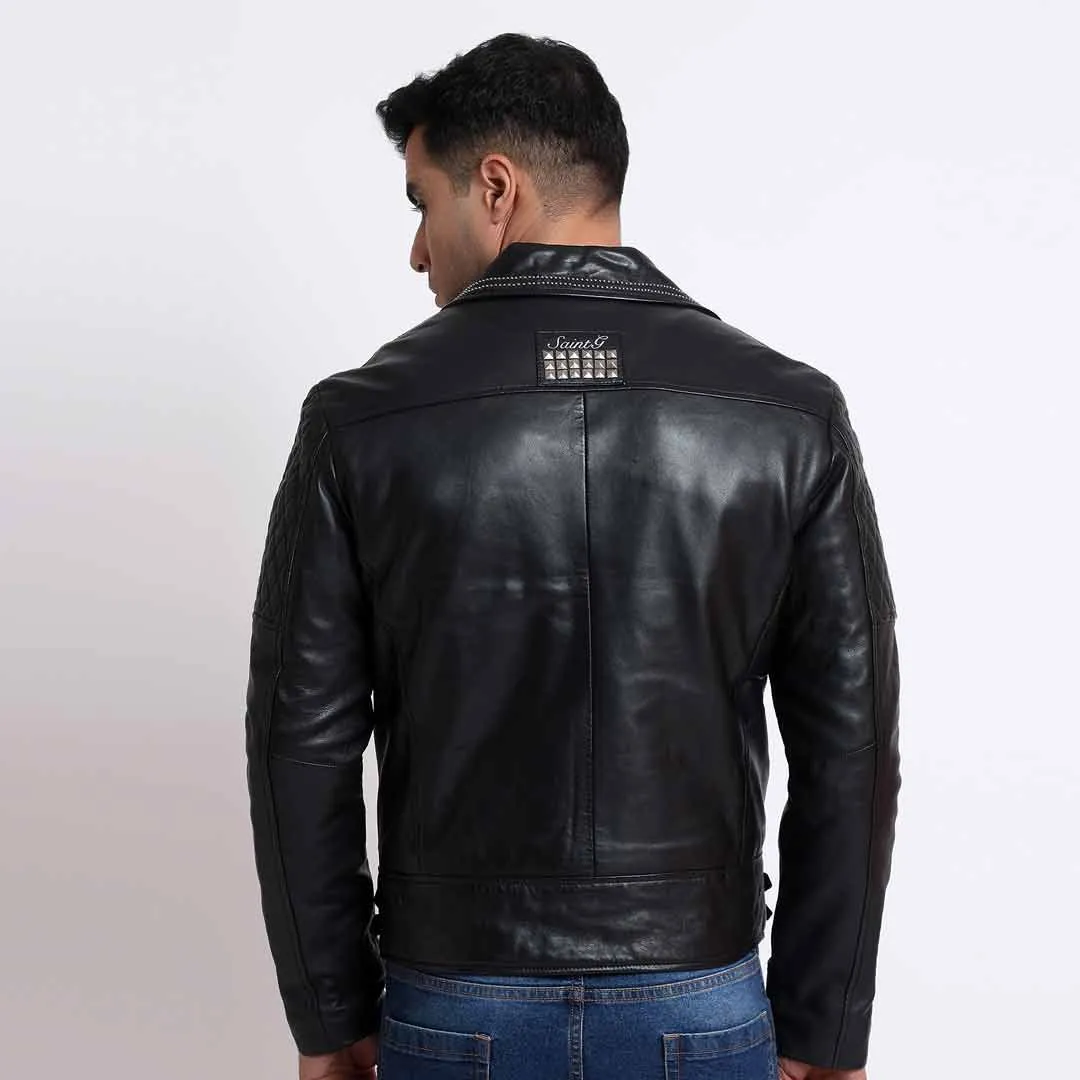 Saint Isaac Black Leather Men's Biker Jackets