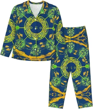 Soft Women's Pajama Set Long Sleeve - Yin Yang Totem Print Cozy Sleepwear Loungewear Pjs, for Relaxing at Home