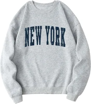 SOLY HUX Women's Graphic Oversized Crewneck Long Sleeve Casual Loose Pullover Los Angeles California Vintage Sweatshirts