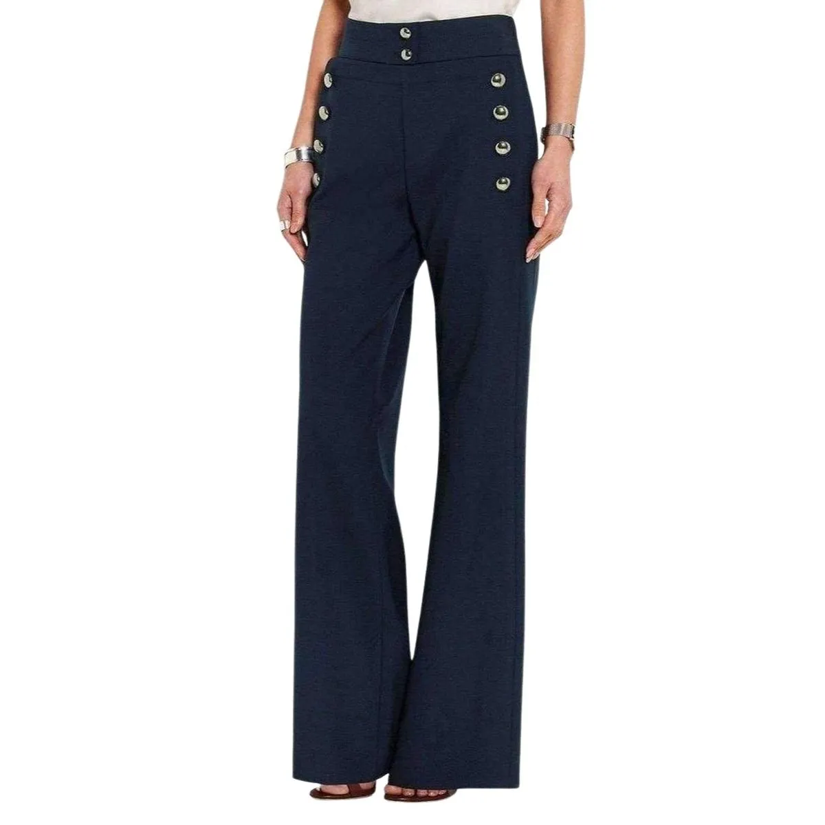 Stretch Wool Flared Pants
