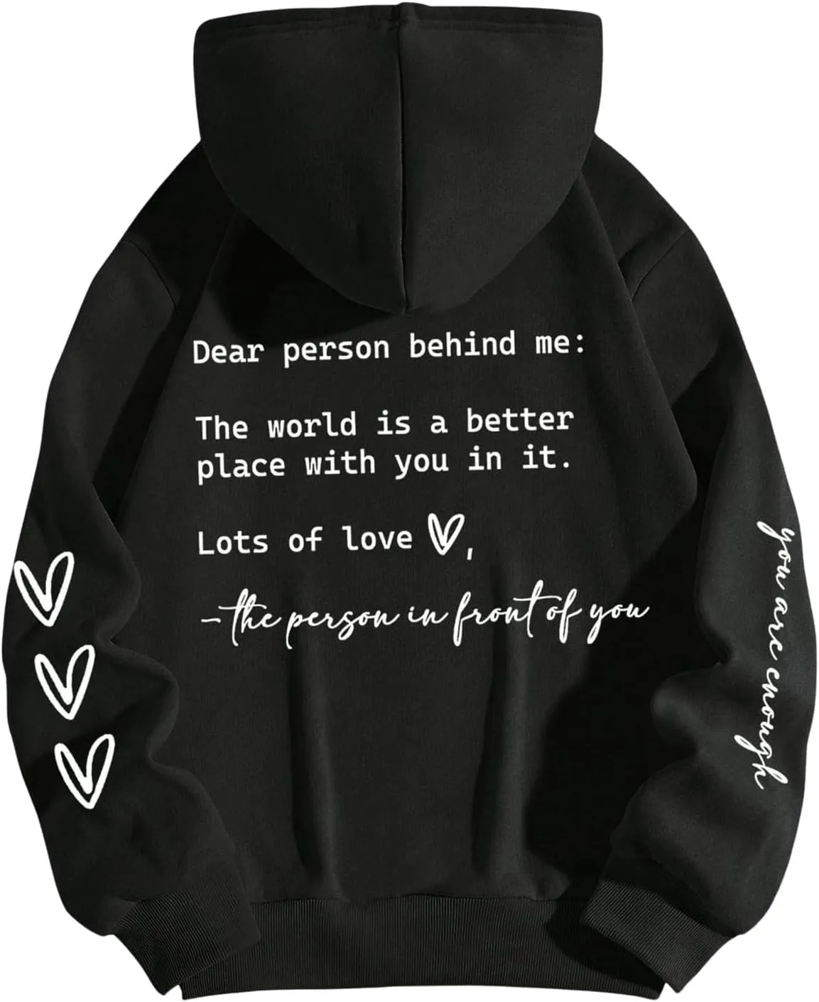 SweatyRocks Women's Letter Graphic Hoodie Drawstring Long Sleeve Oversized Pullovers Sweatshirts