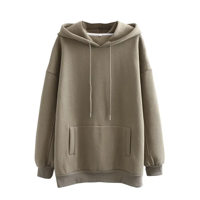 Tangada women fleece hoodie sweatshirts winter japanese fashion 2025 oversize ladies pullovers warm pocket hooded jacket SD60