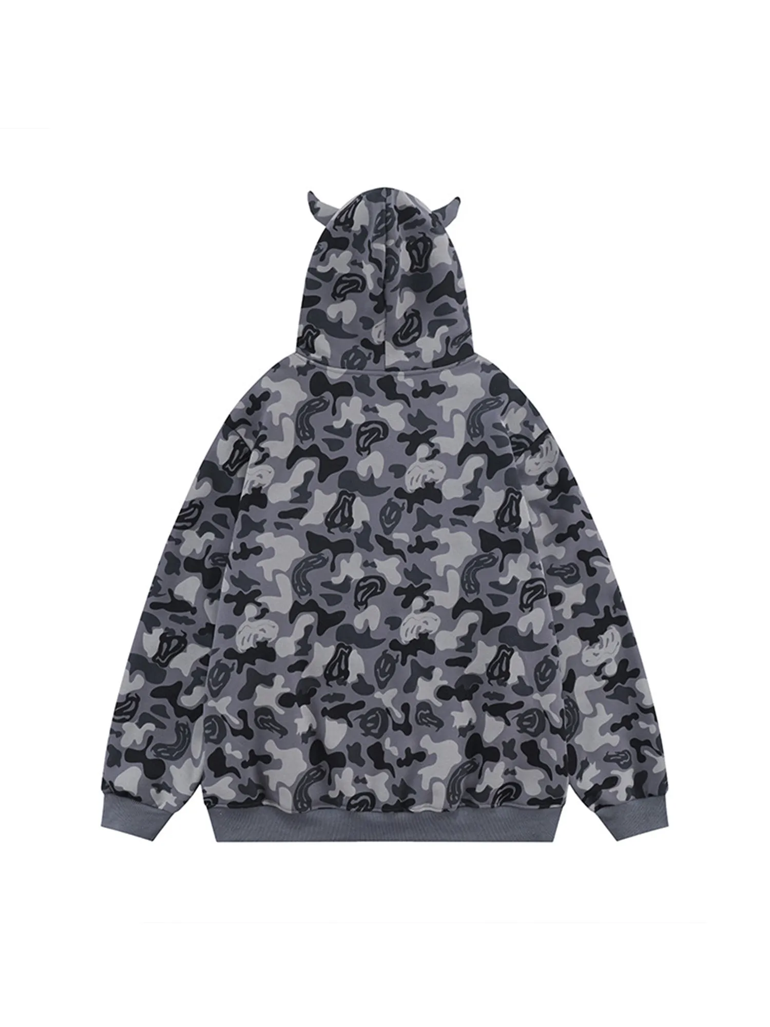 Thesupermade Camouflage Zip-up Hooded Cardigan Jacket