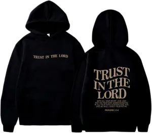 Trust In The Lord Christian Graphic Hoodies Trendy Shape Printed Outfit with Pocket Oversize Fall Winter Fashion 2024