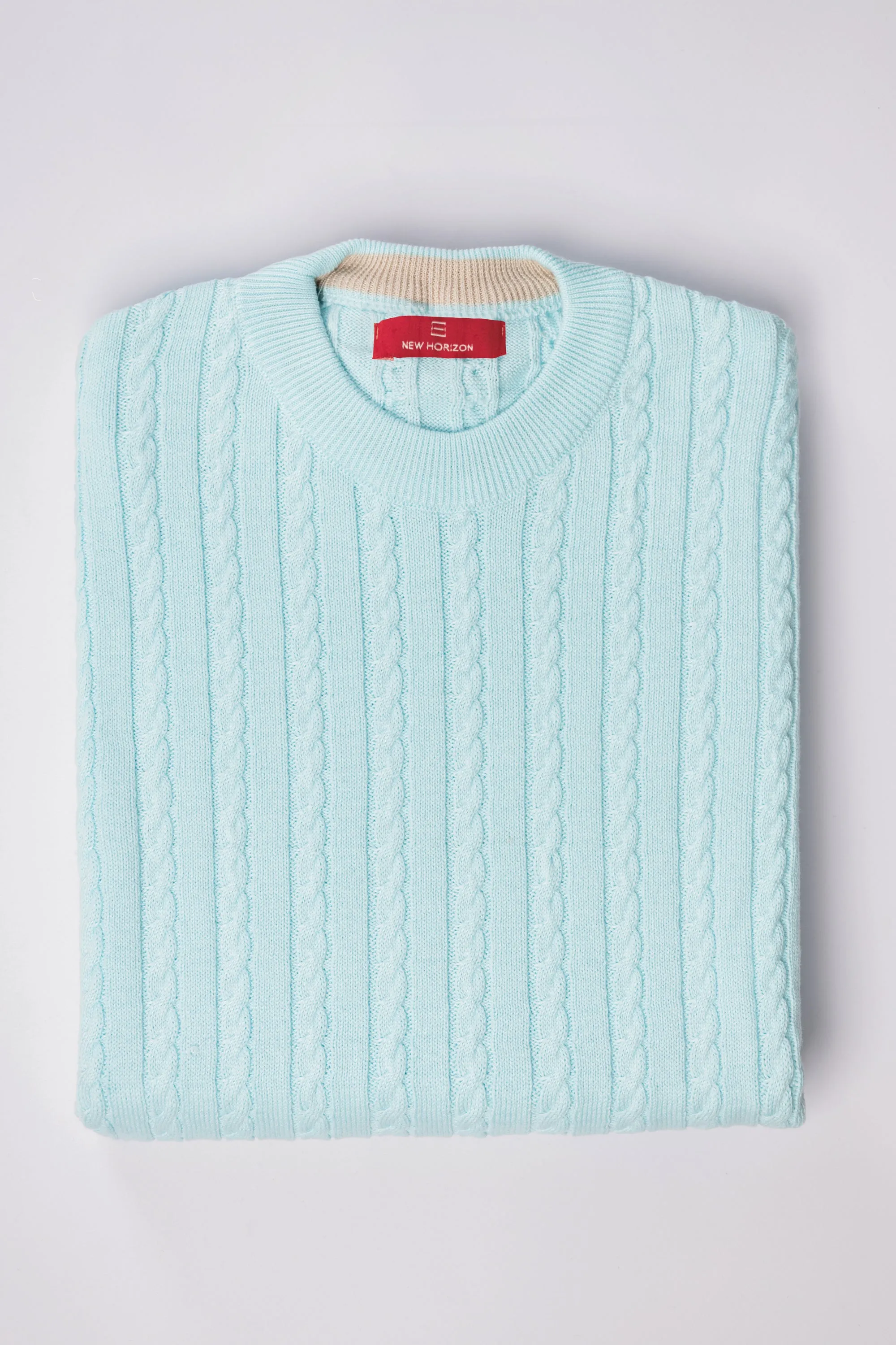 Turquoise Cable Knit Pullover
