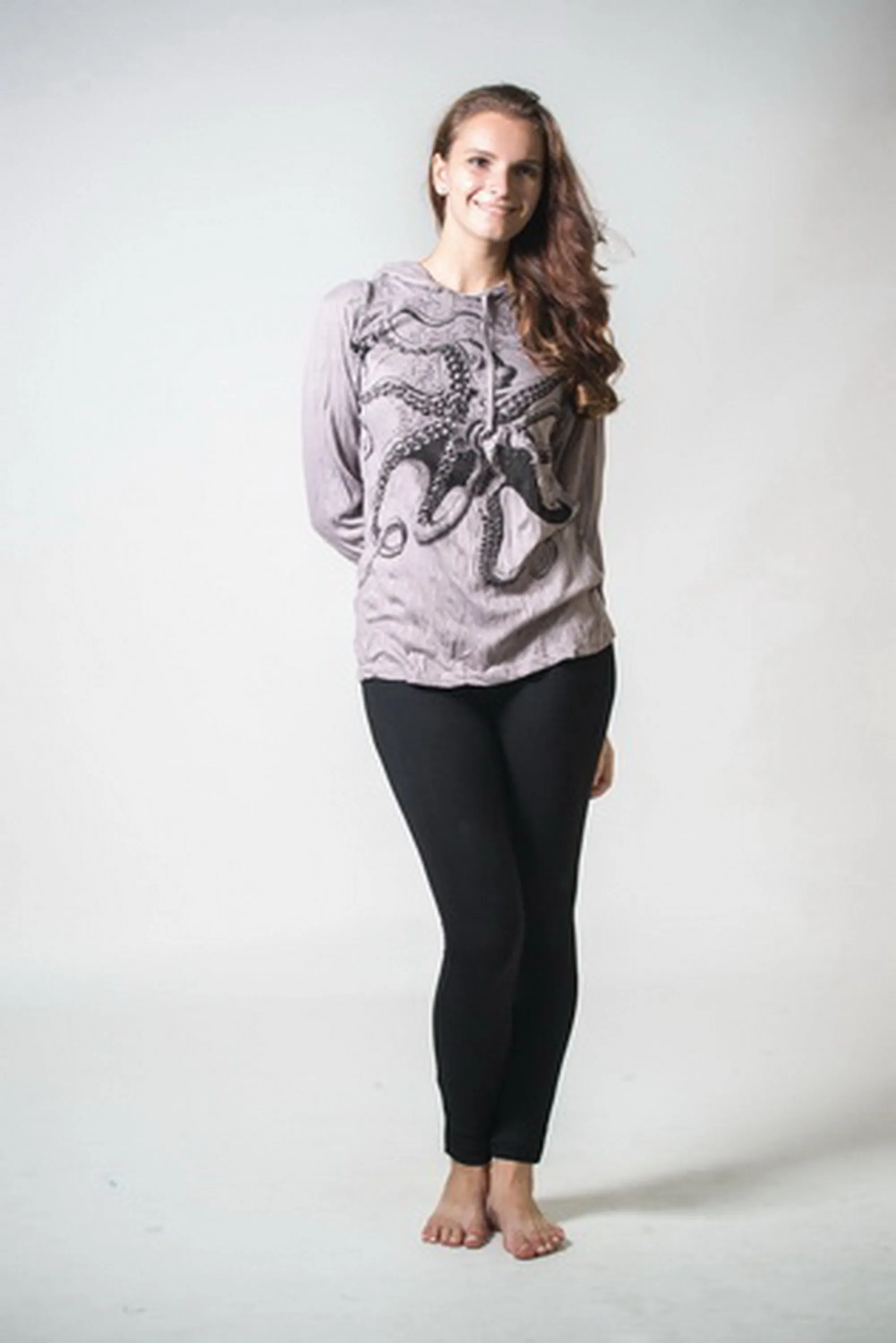 Unisex Octopus Hoodie in Gray