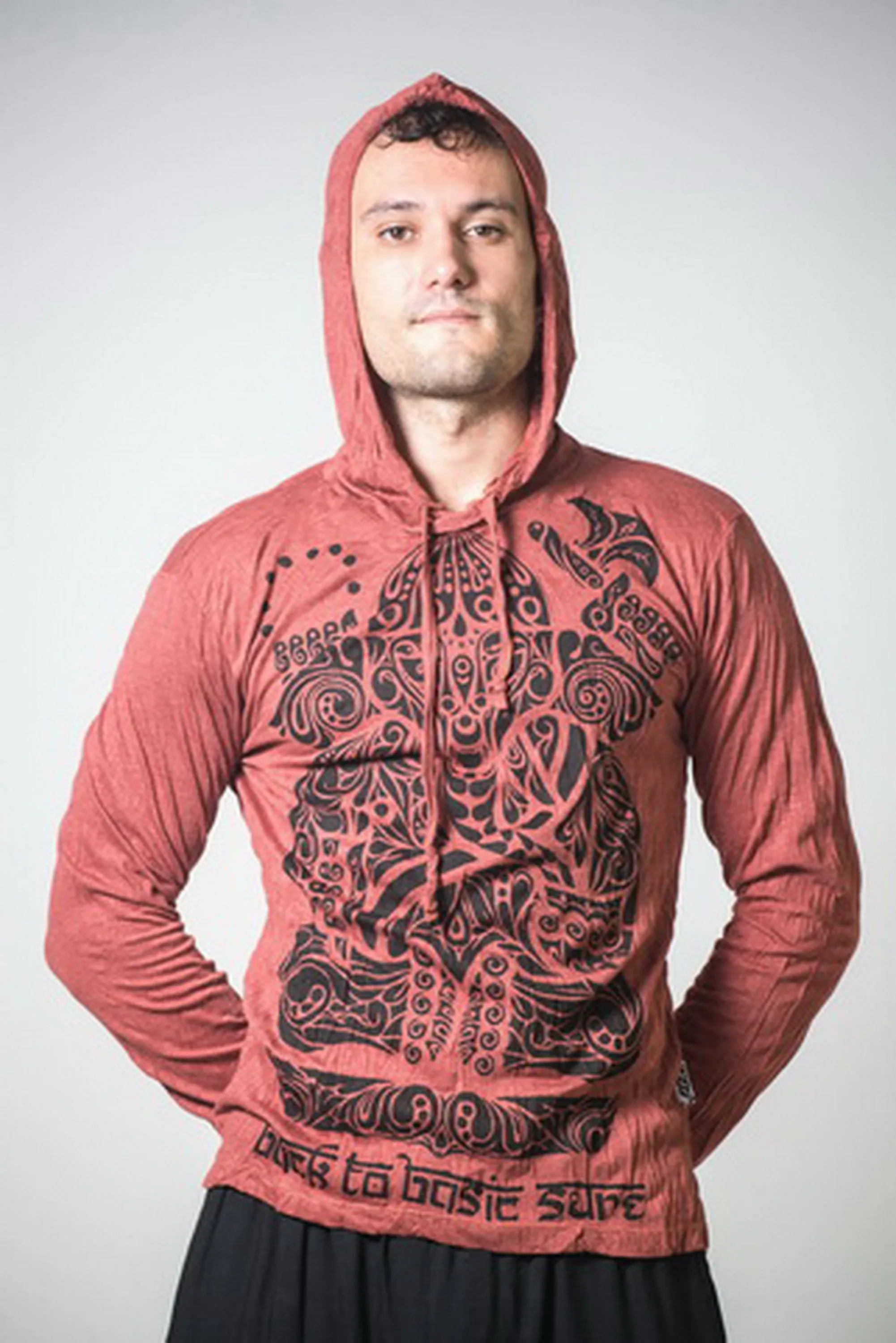 Unisex Tattoo Ganesh Hoodie in Brick