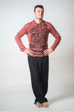 Unisex Tattoo Ganesh Hoodie in Brick