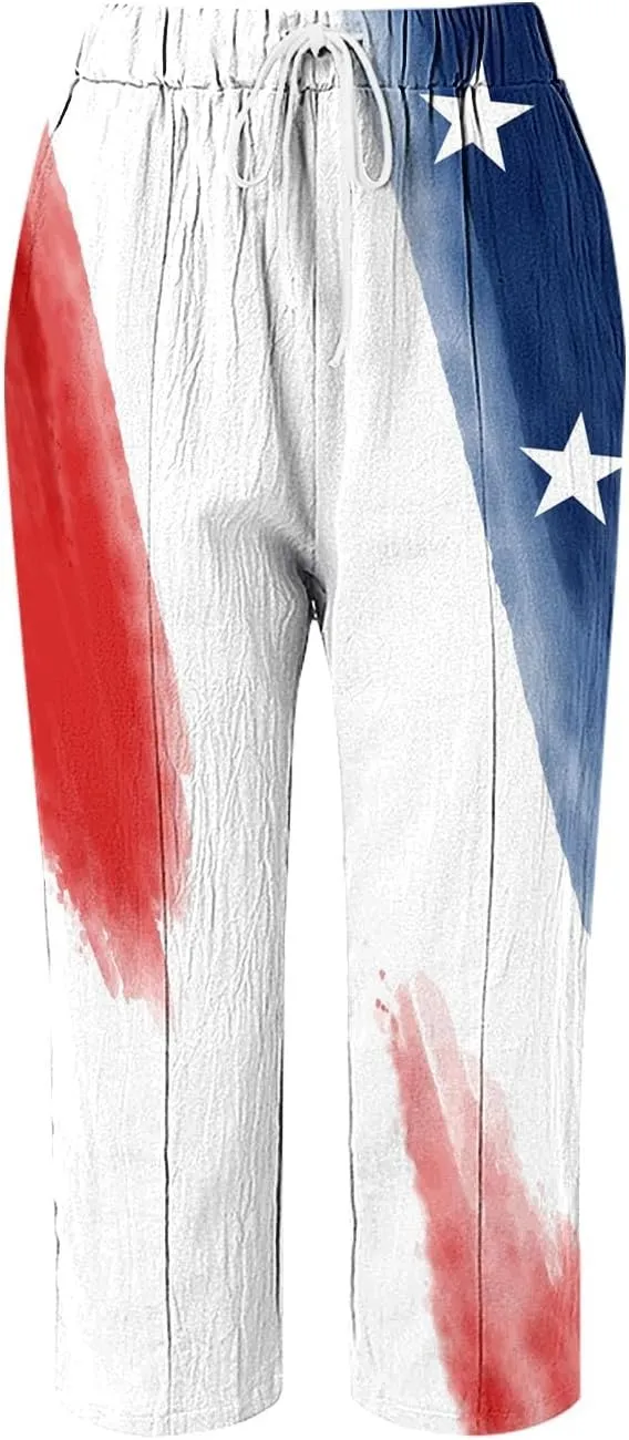 Versatile Nine Point Casual Pants Linen Elastic Seven Pants Beach Casual Pants Linen Elastic Waist Summer Baggy