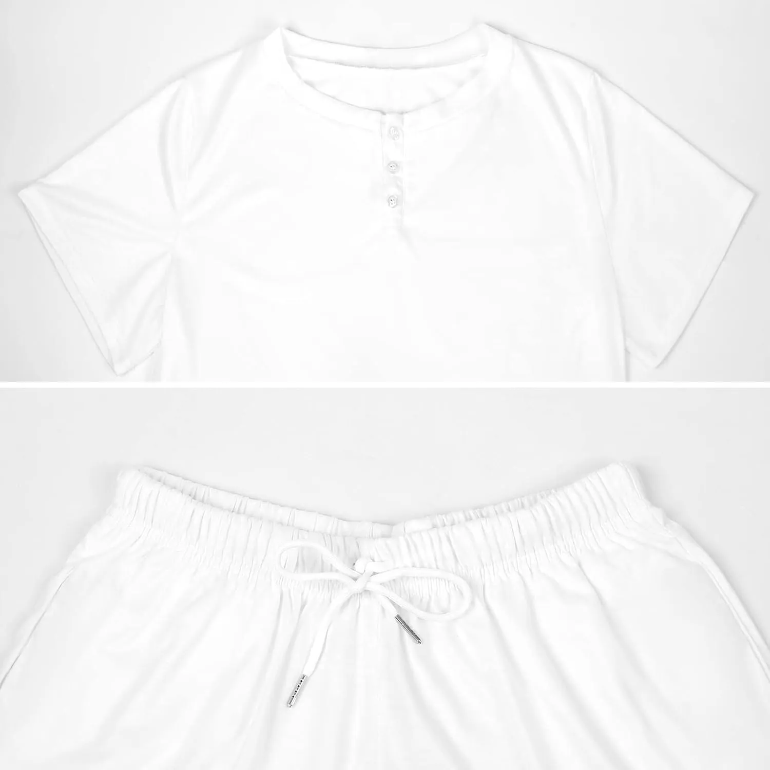 White Lily Blooming Flowers Women's Pajama Sets Short Sleeve Shirt And Shorts Cozy Sleepwear Loungewear Pjs