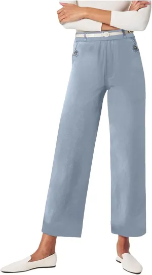Wide Leg Pants for Women Winter ightweight Hiking Pants with Pockets Solid Color Elastic Waist