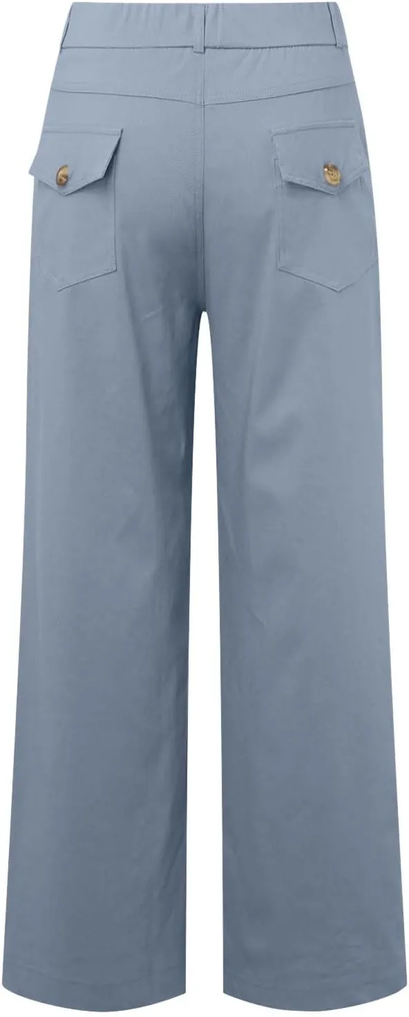 Wide Leg Pants for Women Winter ightweight Hiking Pants with Pockets Solid Color Elastic Waist