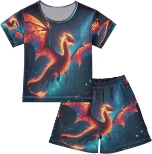 Wolf Night Kids Pjs Set Boys Girls Summer Short-Sleeve Sleepwear Pajamas 2PCS