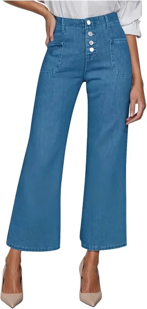 Women Wide Leg Jeans Casual Baggy Stretchy Bootcut Boyfriend Denim Pants Trendy High Waisted y2k Long Trousers