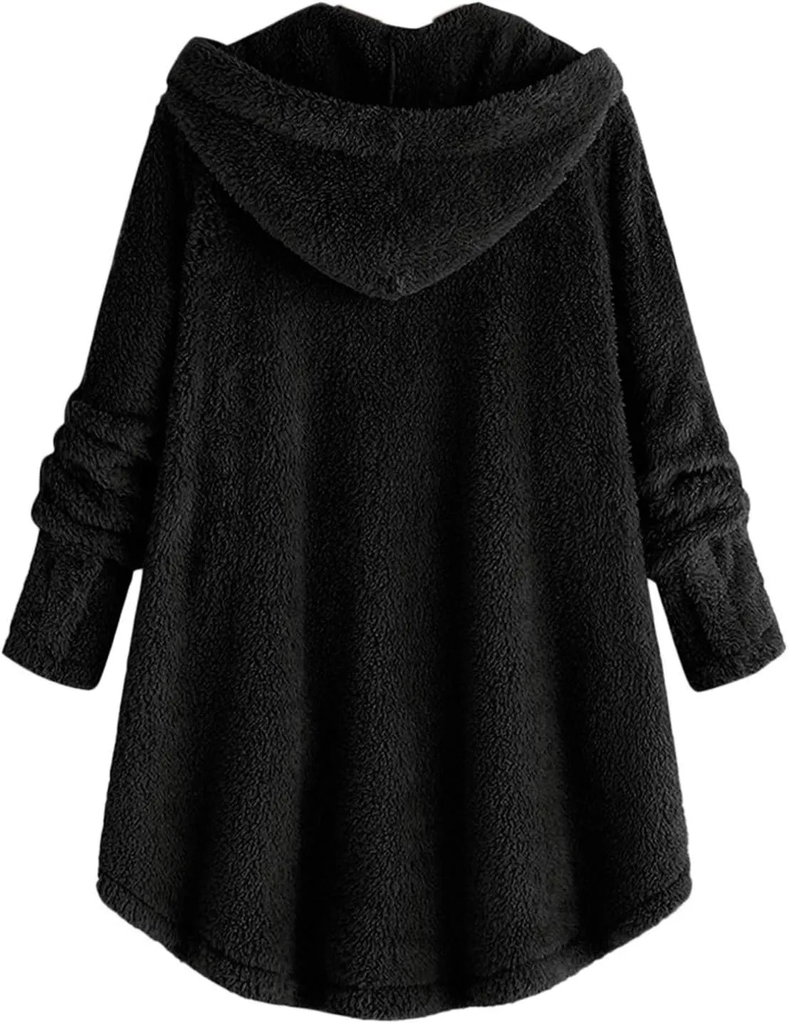 Womens Fleece Jackets Winter Hooded Coats 2024 Trendy Oversized Button Down Cardigan Sweater Warm Sweatshirt with Pocket