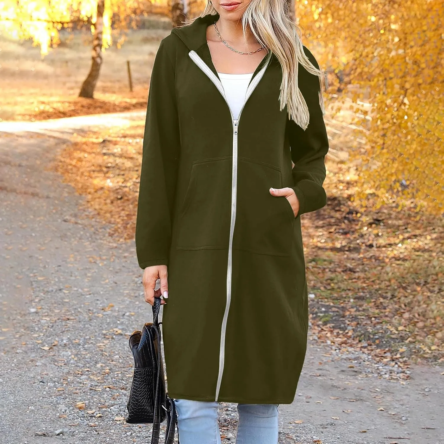 Women's Full Zip Up Hoodies Oversized Fleece Long Sleeve Sweatshirt Comfy Casual Fall Jacket Coat with Pocket 2024