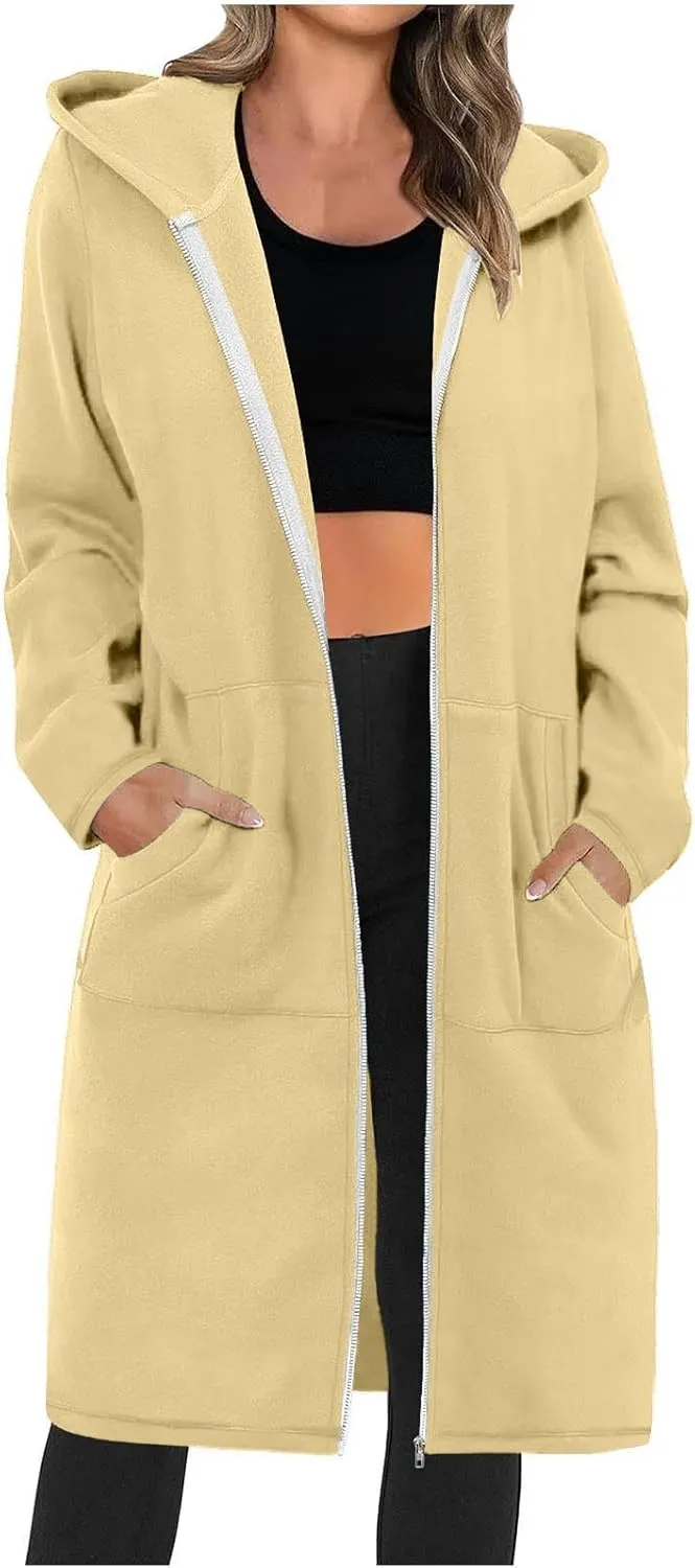 Women's Full Zip Up Hoodies Oversized Fleece Long Sleeve Sweatshirt Comfy Casual Fall Jacket Coat with Pocket 2024