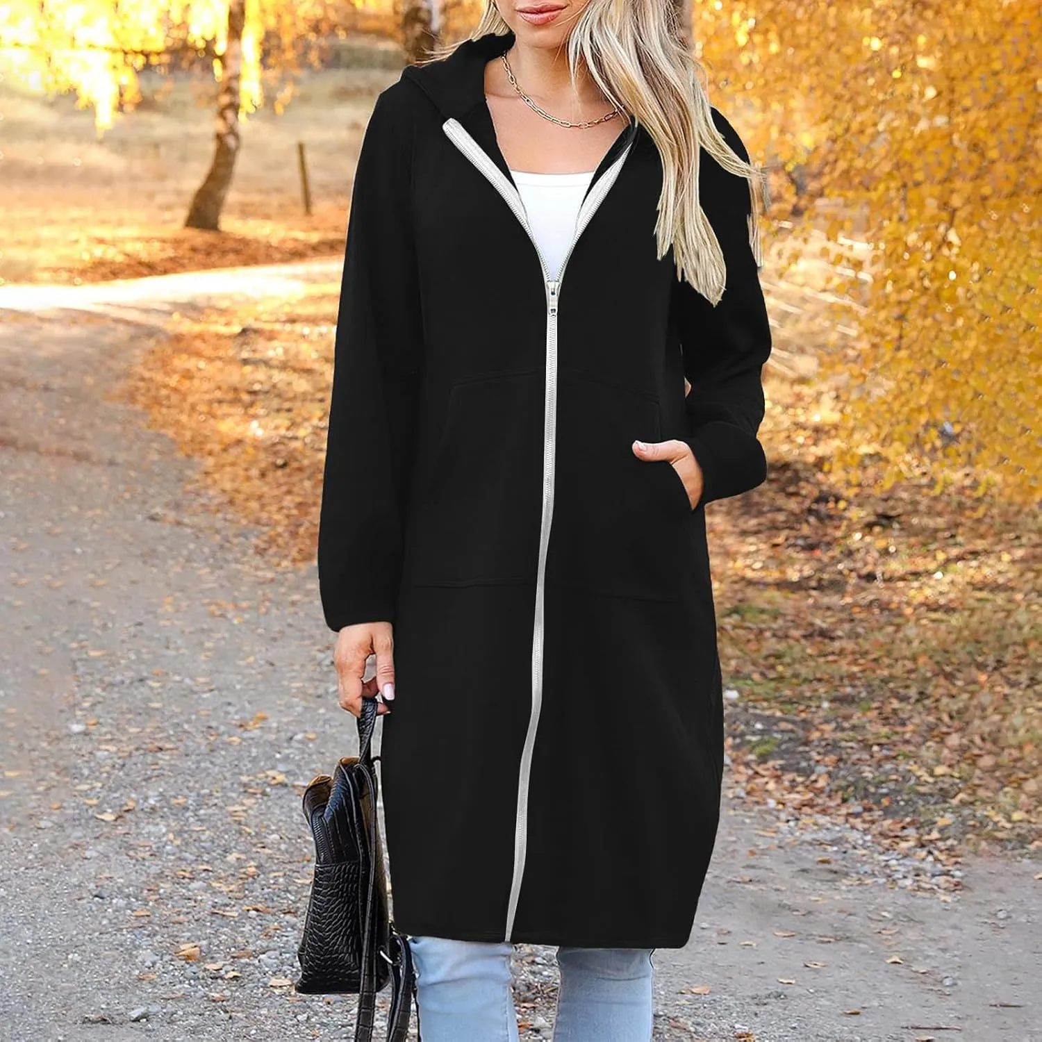 Women's Full Zip Up Hoodies Oversized Fleece Long Sleeve Sweatshirt Comfy Casual Fall Jacket Coat with Pocket 2024
