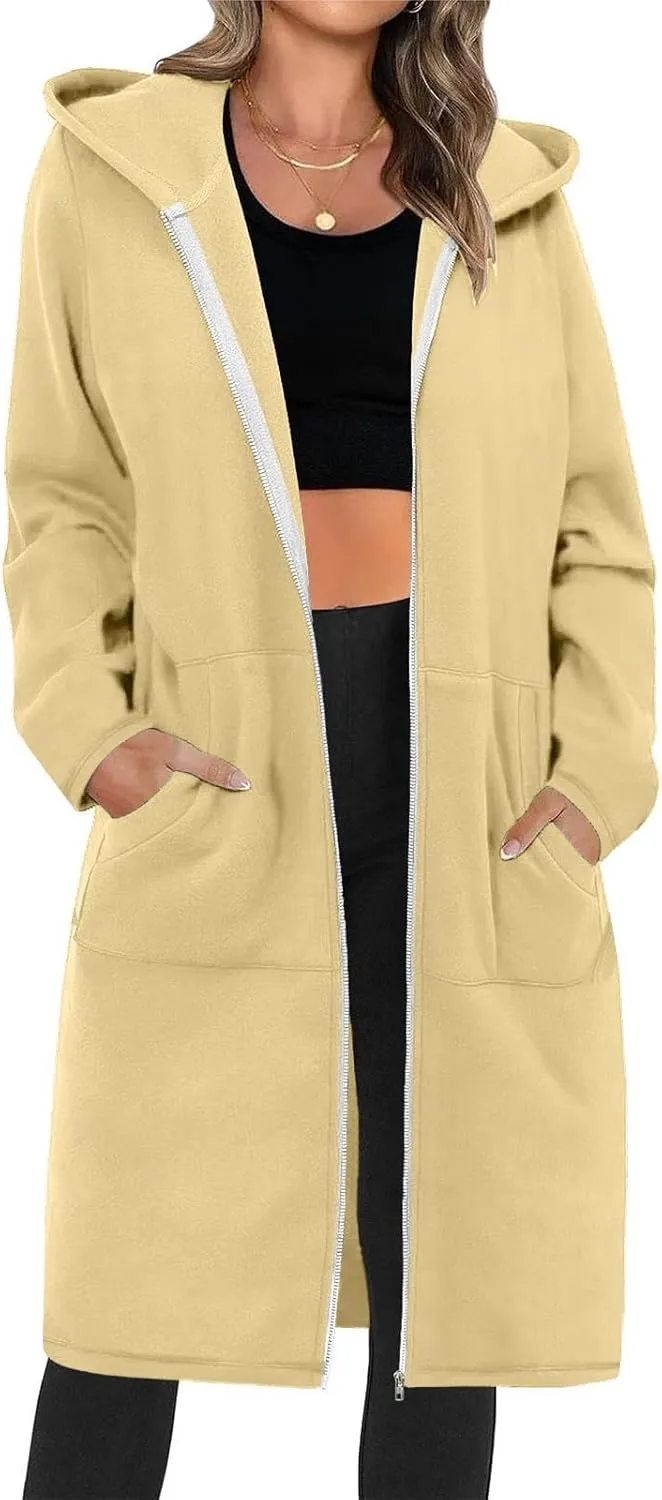 Women's Full Zip Up Hoodies Oversized Fleece Long Sleeve Sweatshirt Comfy Casual Fall Jacket Coat with Pocket 2024