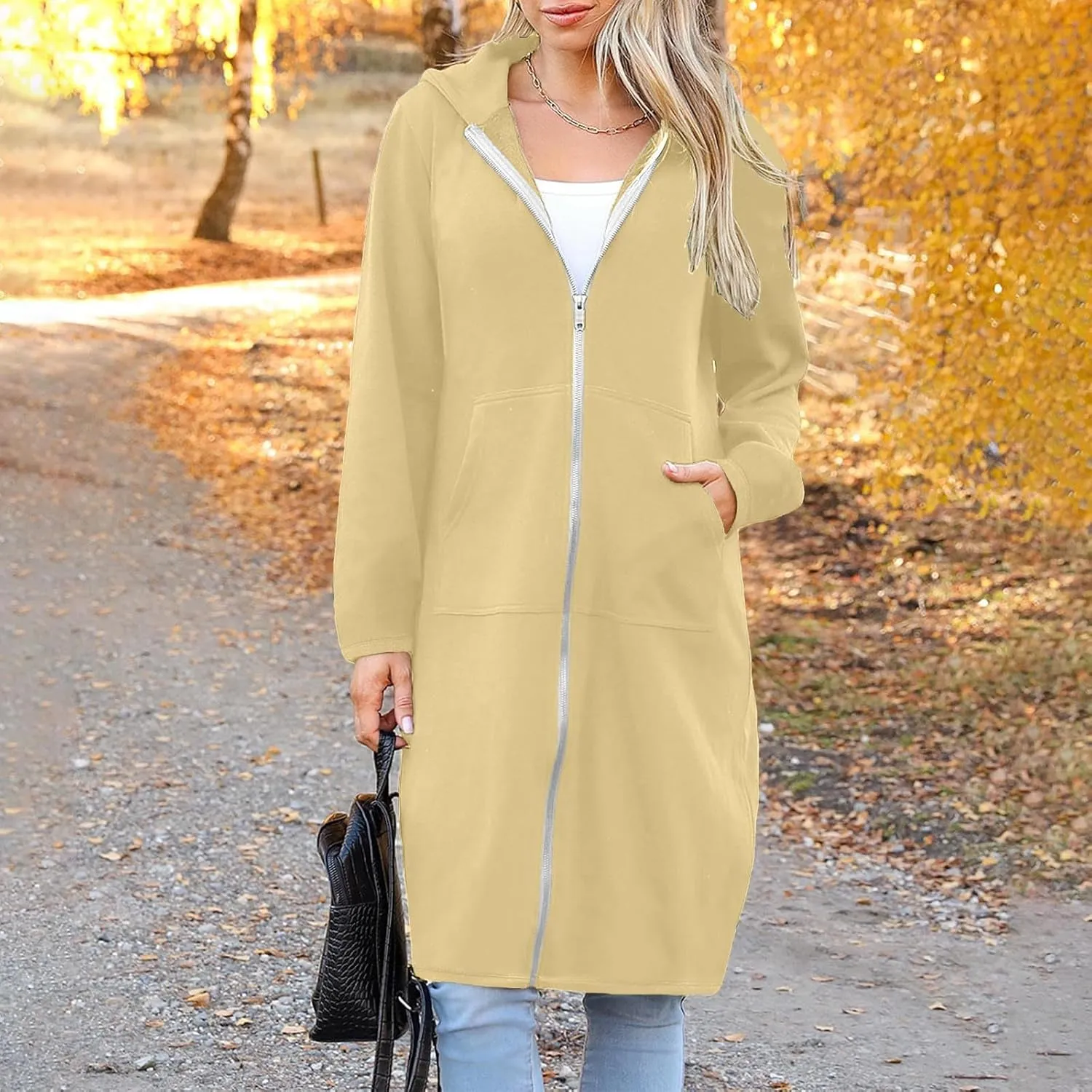 Women's Full Zip Up Hoodies Oversized Fleece Long Sleeve Sweatshirt Comfy Casual Fall Jacket Coat with Pocket 2024