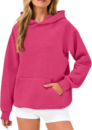 Women's Long Sleeve Hoodies Fashion Comfy Plain Hoodie with Pockets Loose Pullover Tops