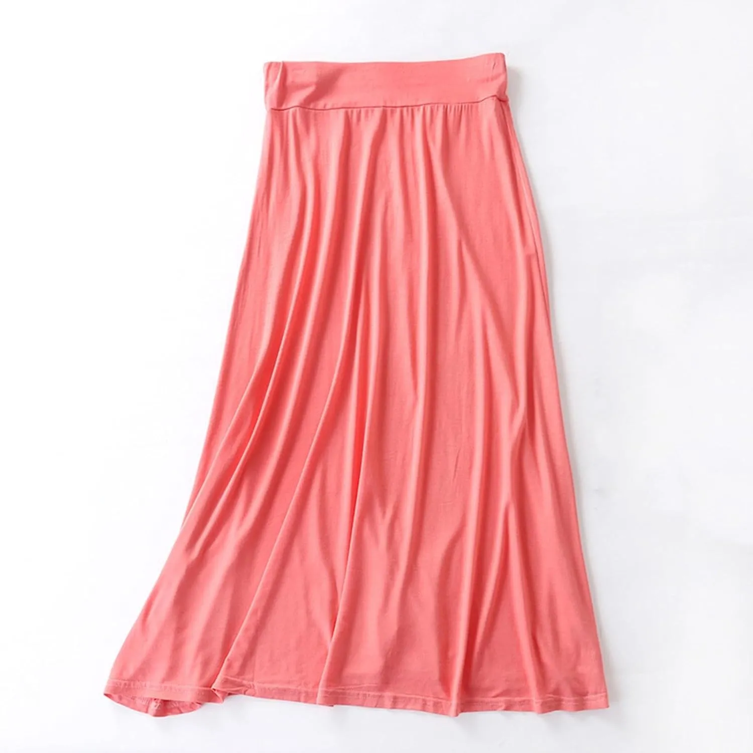 Women's Maxi Skirt Trendy Modal Solid Flowy Skirts Casual Elastic Waist A-Line Skirt 2025 Summer Cozy Lounge Skirts