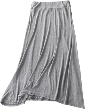 Women's Maxi Skirt Trendy Modal Solid Flowy Skirts Casual Elastic Waist A-Line Skirt 2025 Summer Cozy Lounge Skirts
