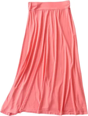 Women's Maxi Skirt Trendy Modal Solid Flowy Skirts Casual Elastic Waist A-Line Skirt 2025 Summer Cozy Lounge Skirts