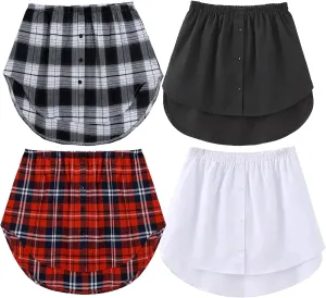 Womens Shirt Extender Adjustable Fake Layering Top Lower Sweep Shirt Undershirt Skirt 4pcs XL