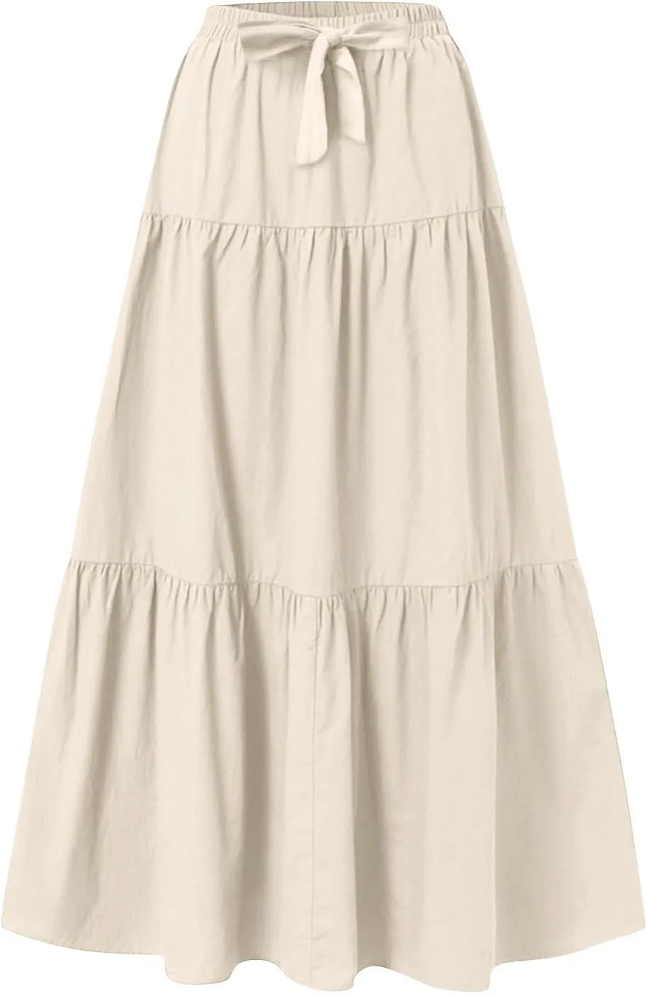 Women's Solid Midi Maxi Skirts 2025 Summer Casual A-Line Elastic High Waist Pleated Flowy Long Skirt Date Vacation Outfits