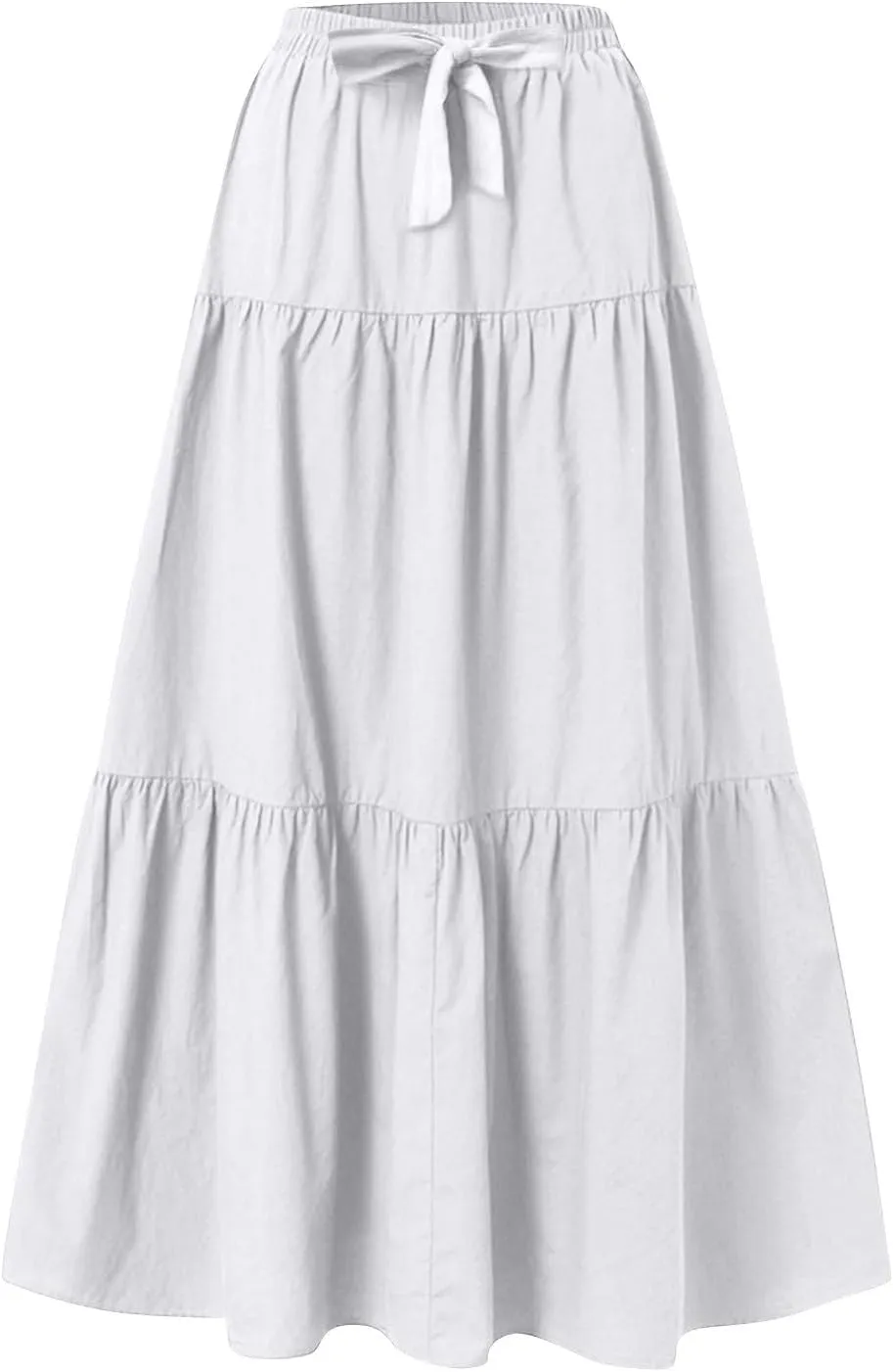 Women's Solid Midi Maxi Skirts 2025 Summer Casual A-Line Elastic High Waist Pleated Flowy Long Skirt Date Vacation Outfits