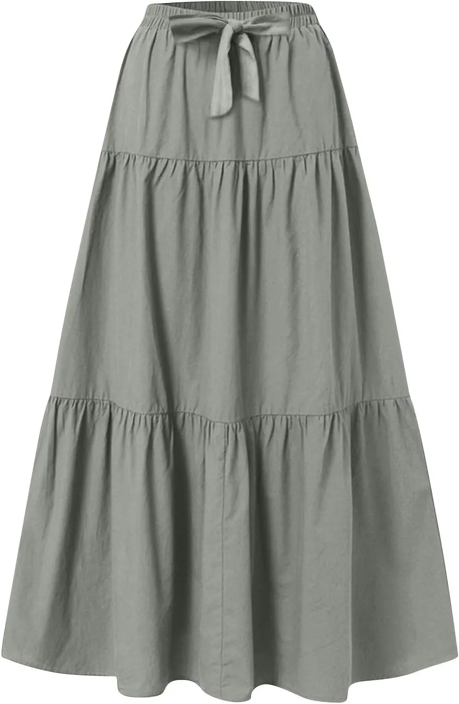 Women's Solid Midi Maxi Skirts 2025 Summer Casual A-Line Elastic High Waist Pleated Flowy Long Skirt Date Vacation Outfits