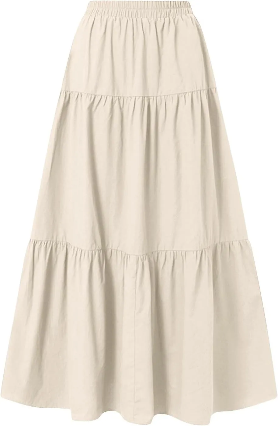 Women's Solid Midi Maxi Skirts 2025 Summer Casual A-Line Elastic High Waist Pleated Flowy Long Skirt Date Vacation Outfits