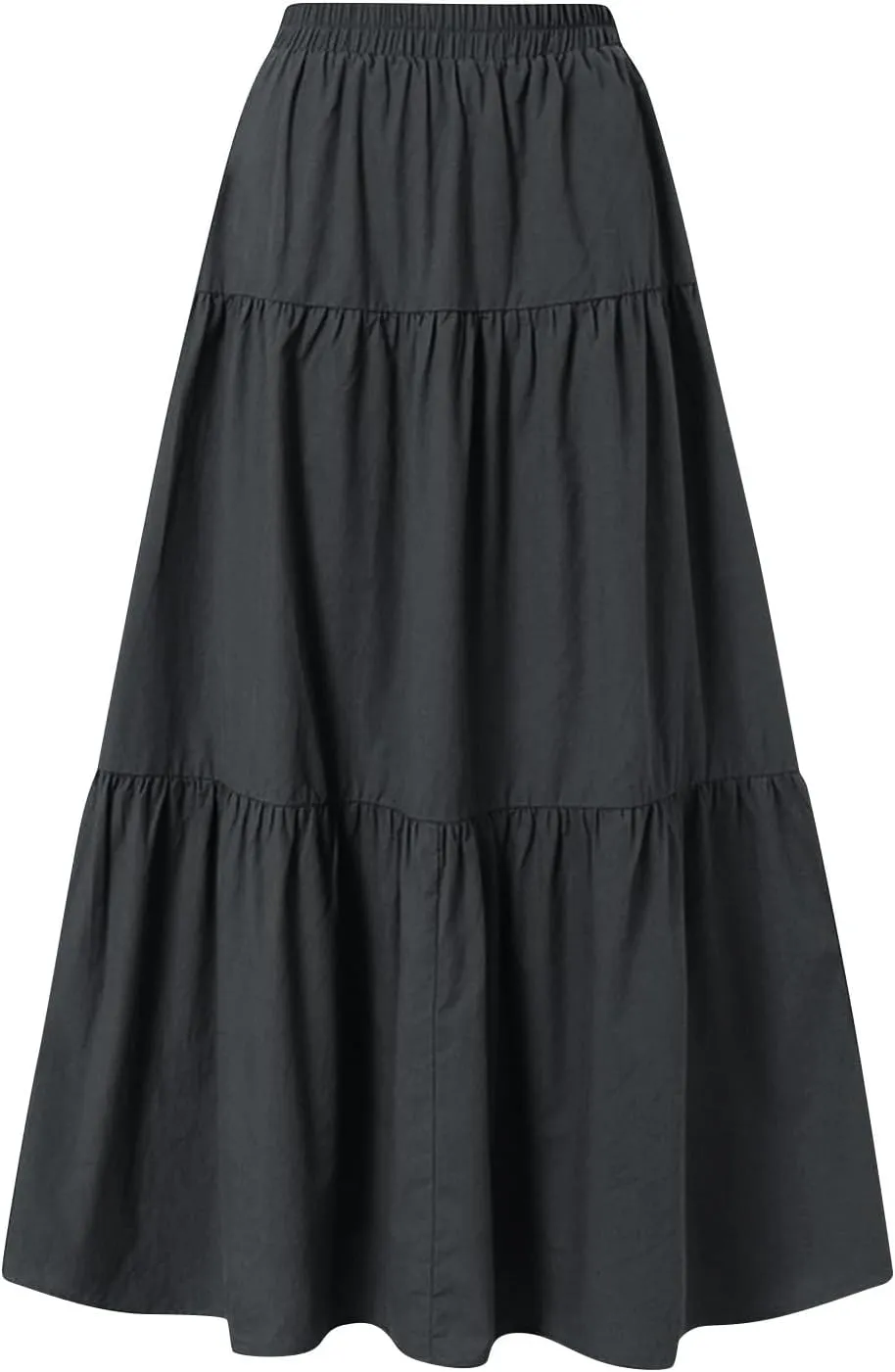 Women's Solid Midi Maxi Skirts 2025 Summer Casual A-Line Elastic High Waist Pleated Flowy Long Skirt Date Vacation Outfits
