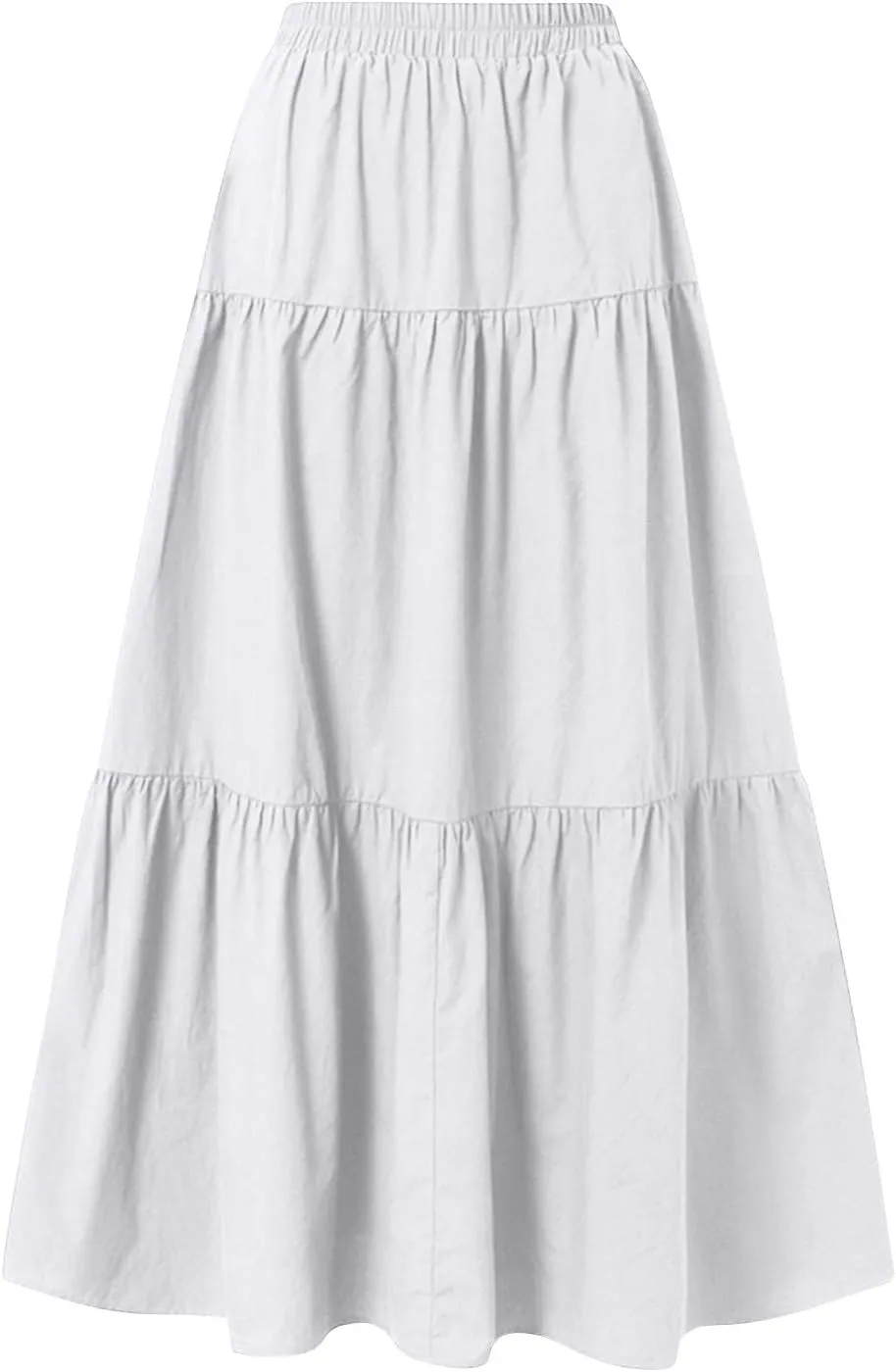 Women's Solid Midi Maxi Skirts 2025 Summer Casual A-Line Elastic High Waist Pleated Flowy Long Skirt Date Vacation Outfits