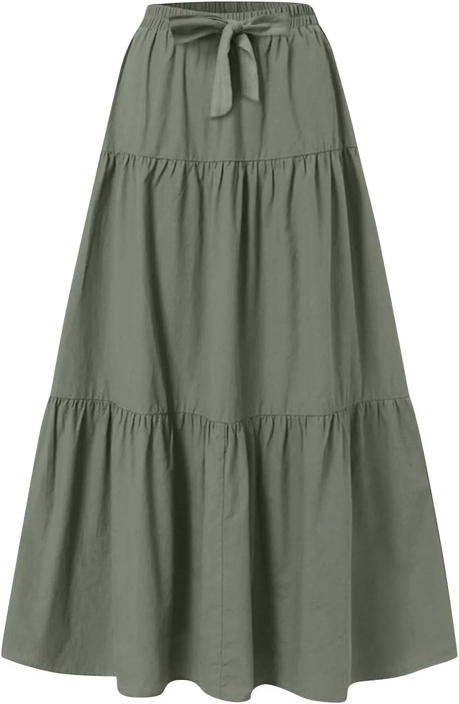 Women's Solid Midi Maxi Skirts 2025 Summer Casual A-Line Elastic High Waist Pleated Flowy Long Skirt Date Vacation Outfits