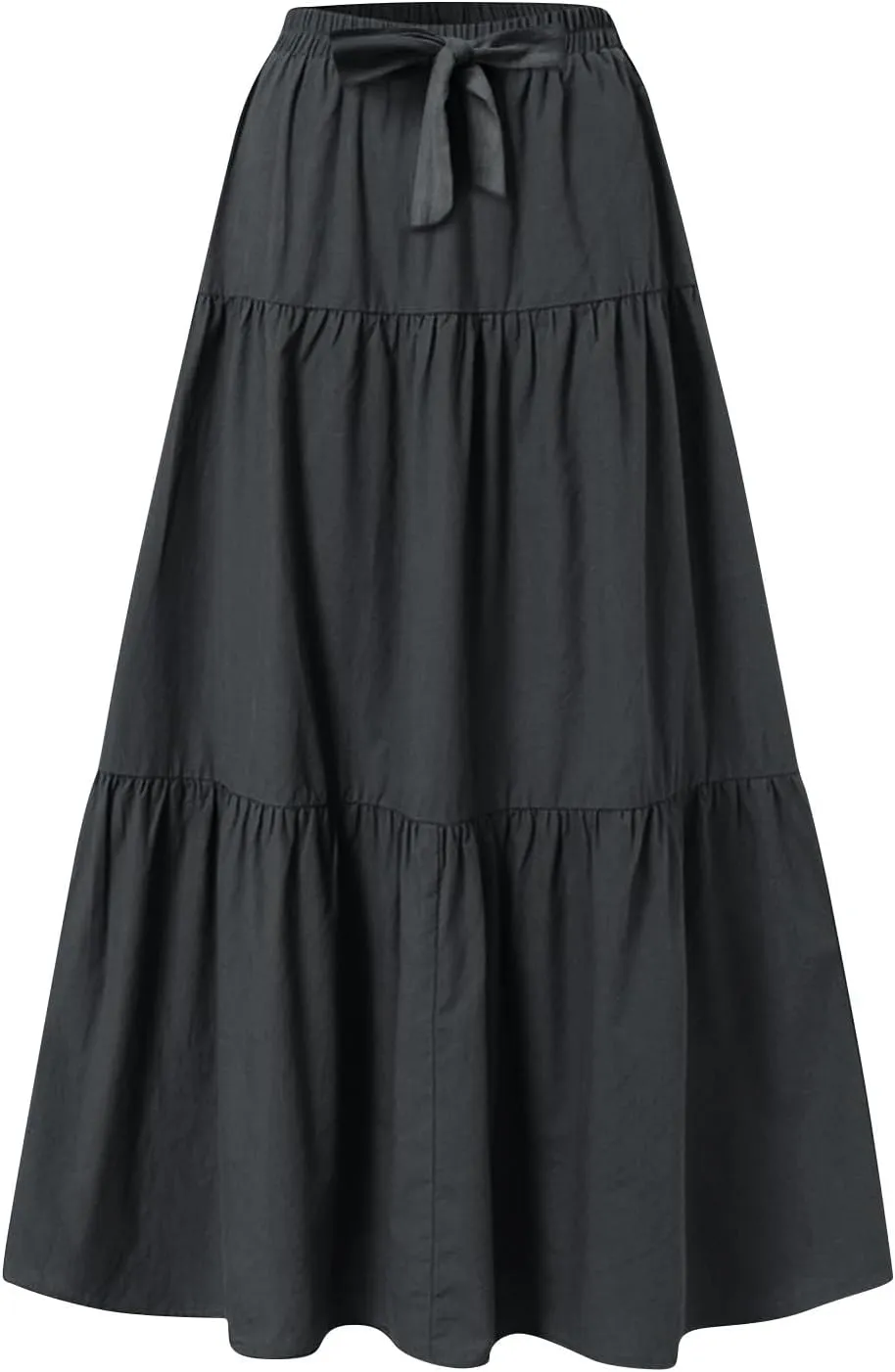 Women's Solid Midi Maxi Skirts 2025 Summer Casual A-Line Elastic High Waist Pleated Flowy Long Skirt Date Vacation Outfits