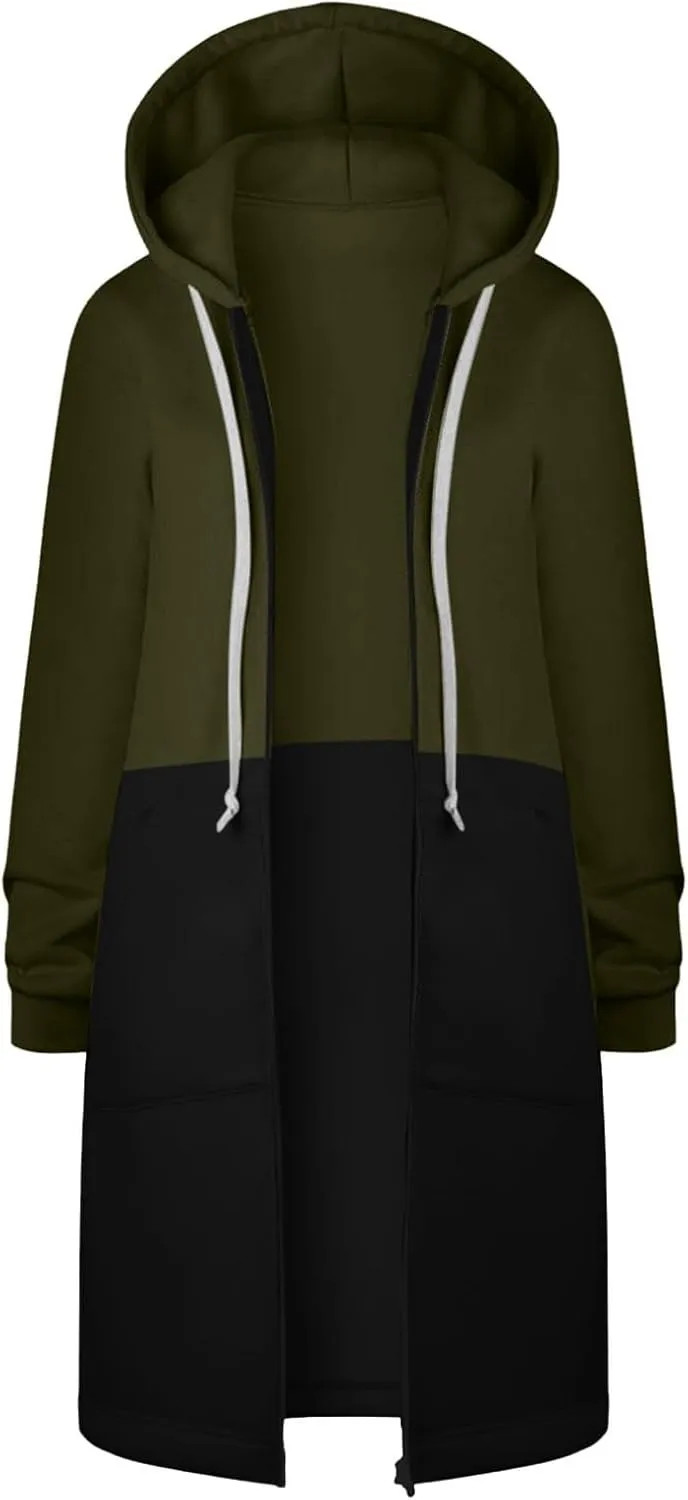 Women's Zip Up Hoodies Long Sleeve Winter Lightweight Hooded Sweatshirt Casual Jacket Coat with Pockets