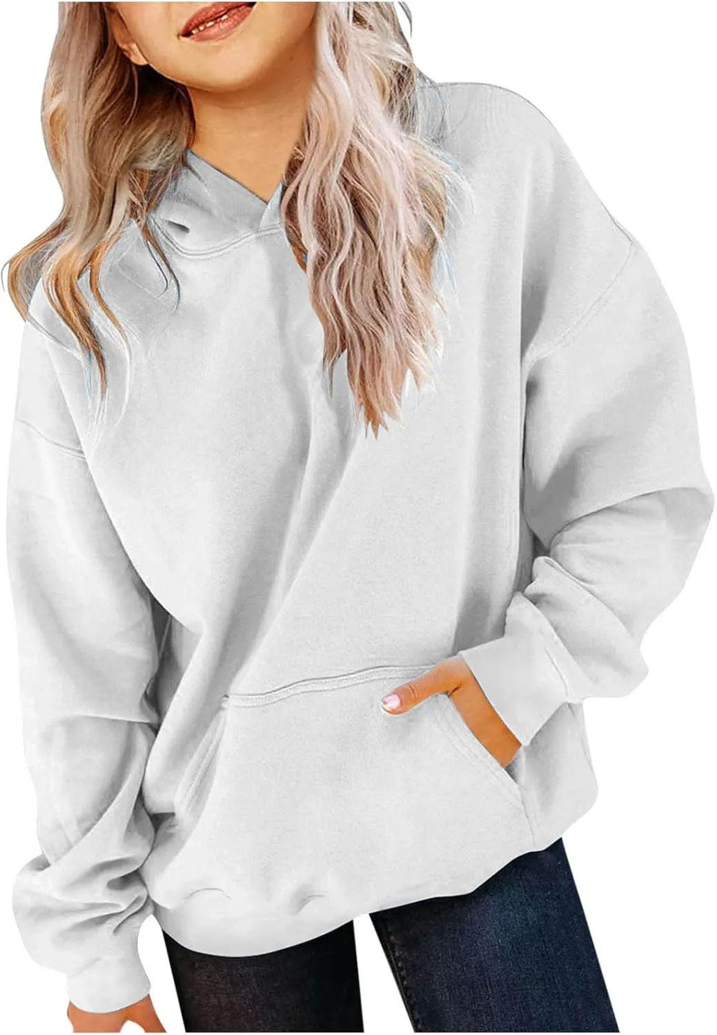 ZDRZK Hoodies for Girls Oversized Casual Fleece Cute Sweatshirts Long Sleeve Pullover Teen Girls Y2K Fall Clothes