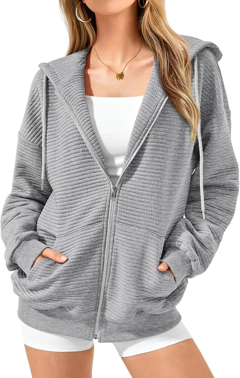 Zip Up Hoodie Women Sweatshirts for Women Y2K Quilted Jackets Hoodies Oversized Winter Fall Outfits Casual Fashion Top